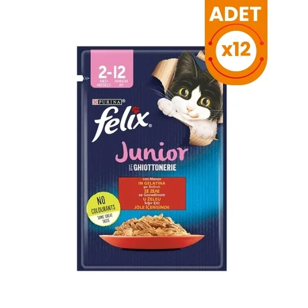 Felix Sensations Junior Taze Jöle İçerisinde Sığır Etli Yavru Yaş Kedi Maması