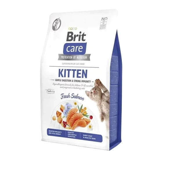 Brit Care Gentle Digestion & Strong Immunity Tahılsız Somonlu Yavru Kedi Maması 7KG